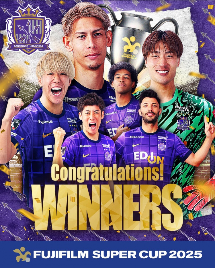  日超杯廣島三箭2-0神戶(hù)勝利船奪冠，共53343人現(xiàn)場(chǎng)觀(guān)戰(zhàn)創(chuàng)上座紀(jì)錄