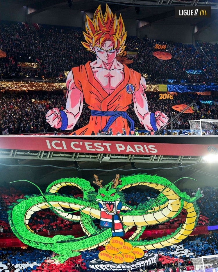  逝世一周年，法甲官推曬昔日巴黎主場(chǎng)龍珠TIFO：鳥山明經(jīng)典永存