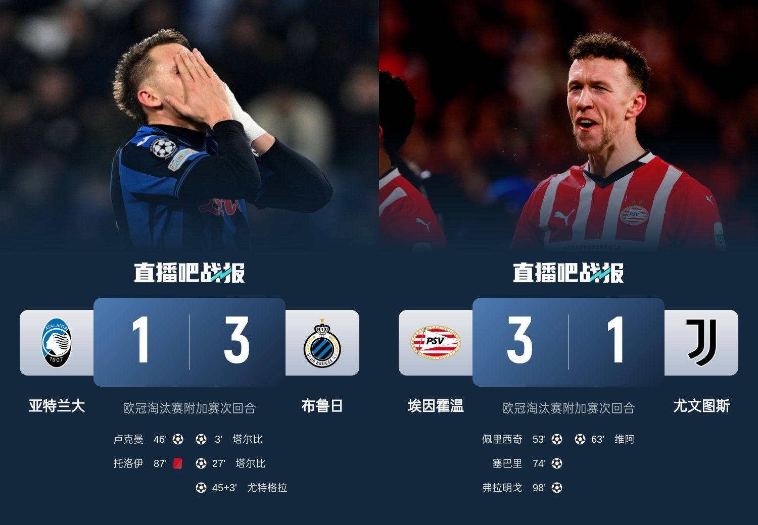  真是意甲拉垮？PSV淘汰尤文后3連敗，布魯日爆冷真藍黑后1勝難求