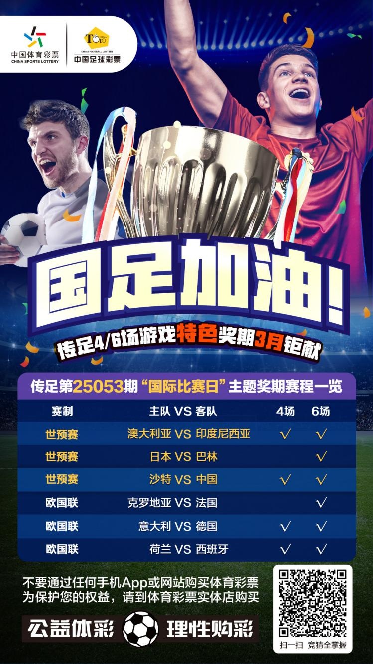  國(guó)足加油！傳足特色獎(jiǎng)期第25053期聚焦國(guó)際比賽日