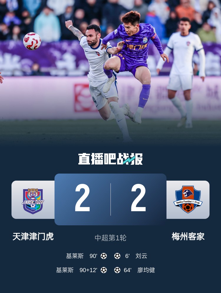  和風勁吹！今日下午中超4場比賽全部以平局收場